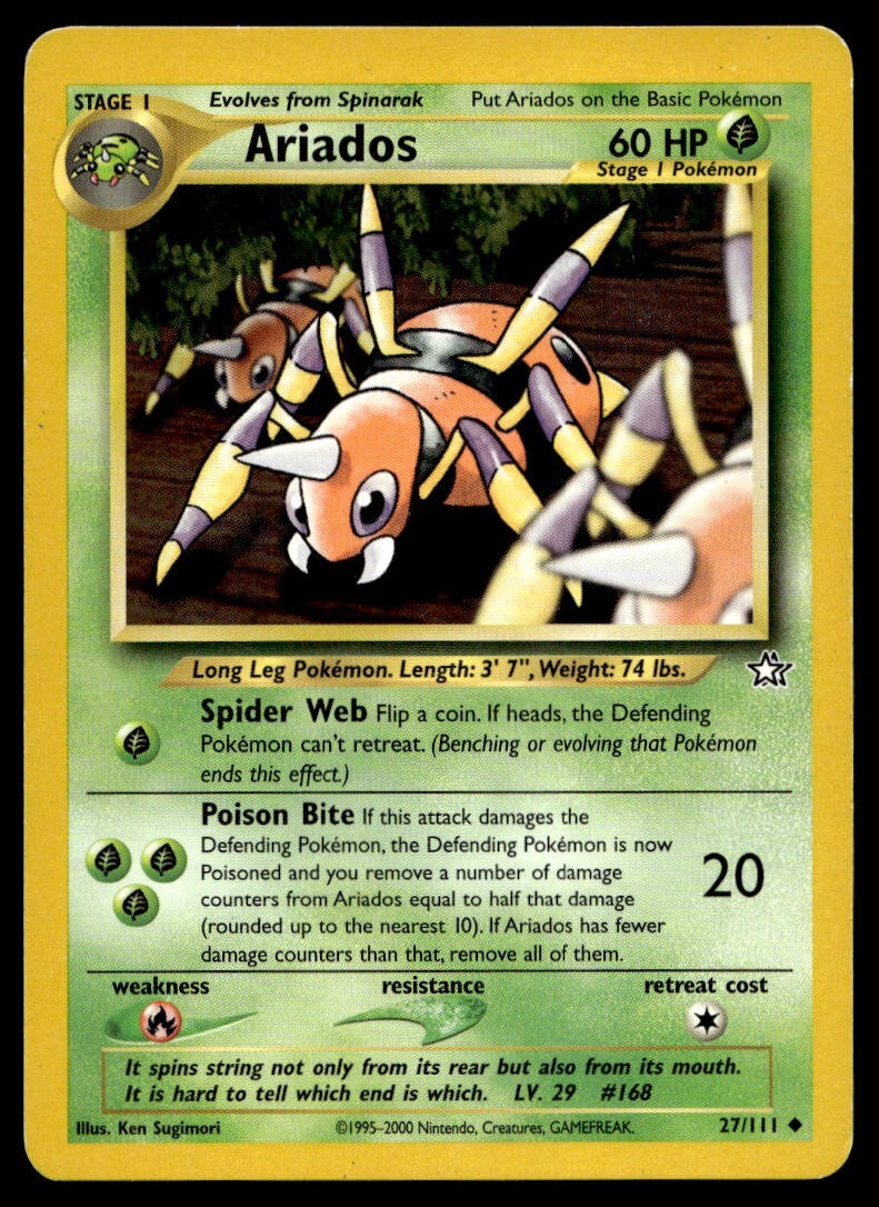 Ariados 27/111 Pokemon Card Neo Genesis Uncommon 60 HP Lightly Played BX