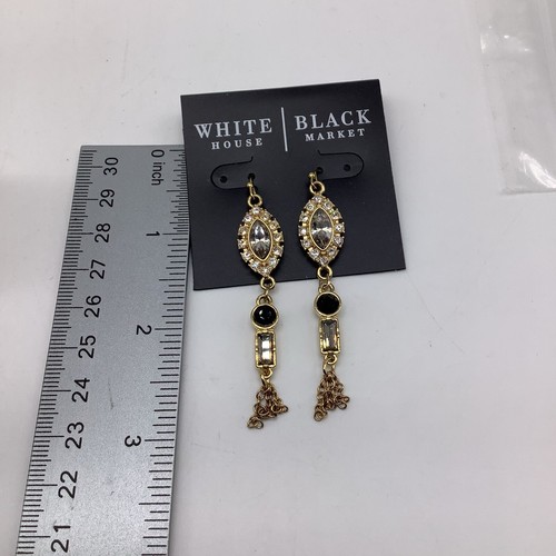 White House Black Market Black/Gold Crystal Earrings NWTS - Picture 2 of 2