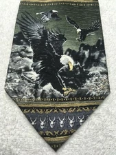 TESORO ROSSO MENS TIE BALD EAGLES GREEN GOLD GRAY 4 X 61