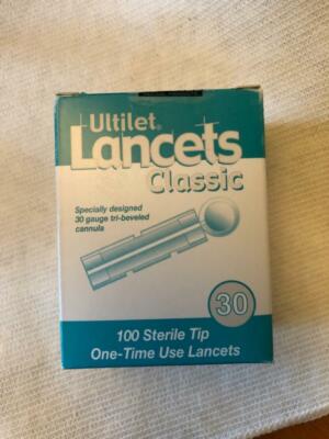 ULTILET 100 LANCETS MICRO THIN 30 GAUGE TRI-BELEVED CANNULA FITS MOST DEVICES