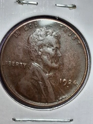 1924-D LINCOLN CENT. XF CONDITION. HIGH GRADE. ORIGINAL. NICE WHEAT HEADS.