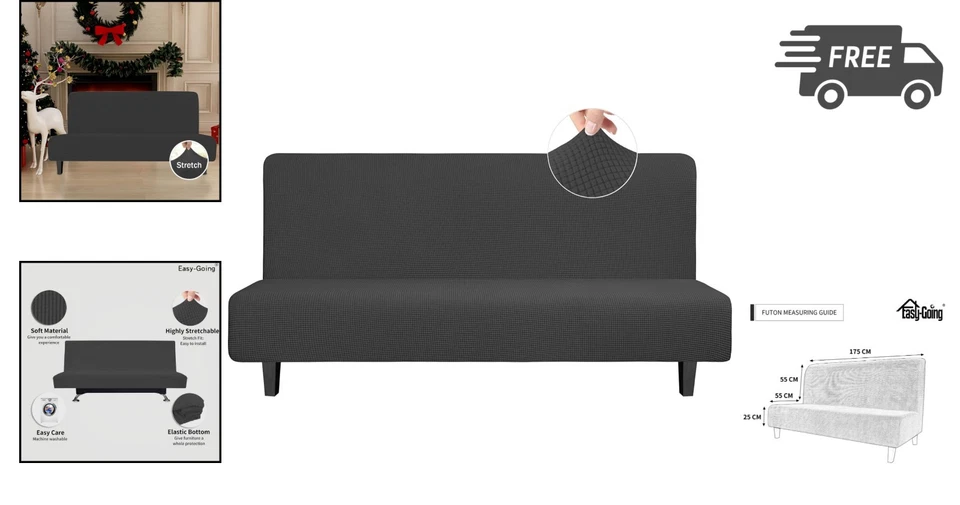 Funda protectora de sofá futón elástica funda de cama grande para niños cubierta de sofá oscura... Foto 2 de 4