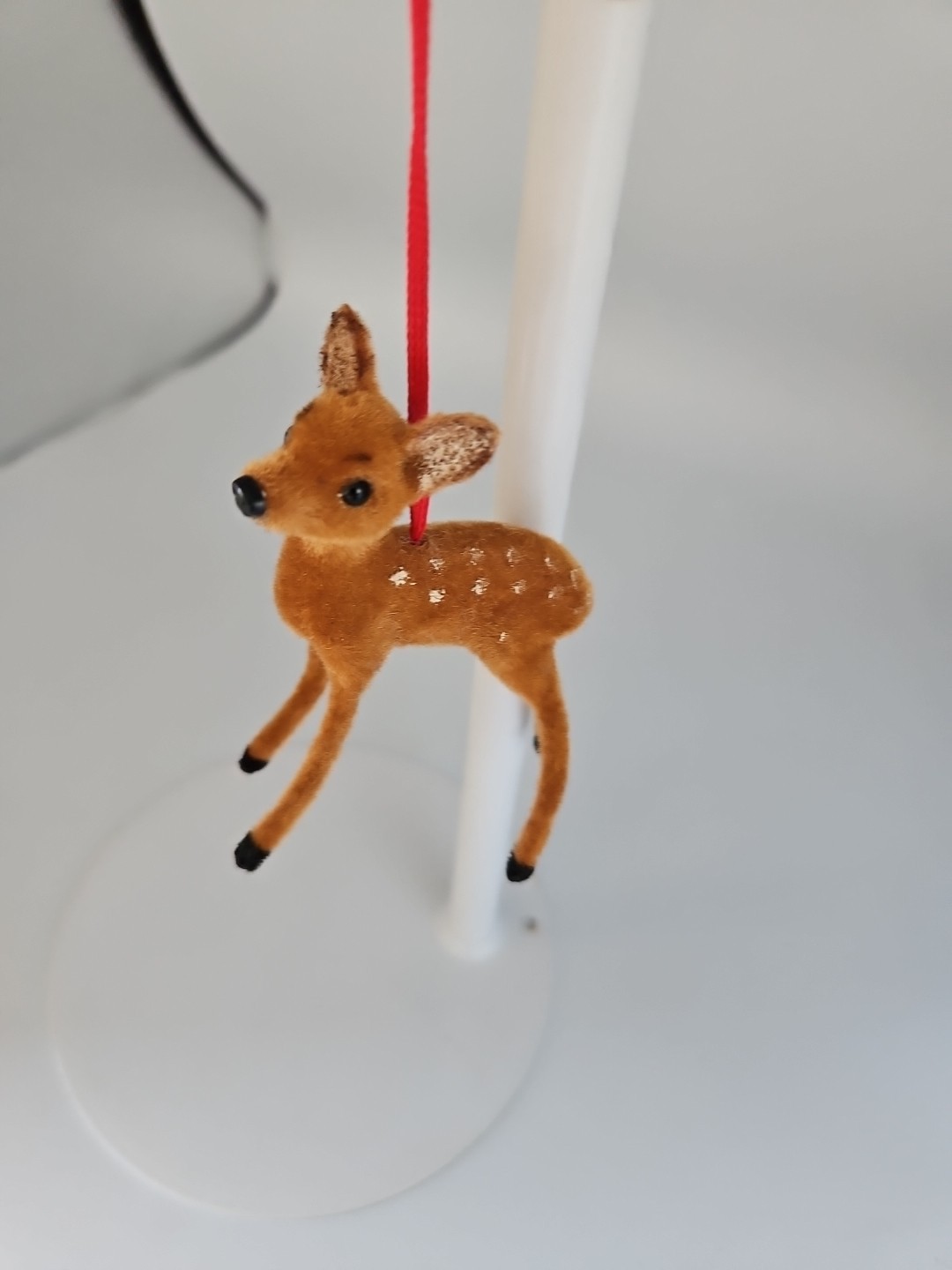 Vintage Wagner Handwork West Germany Flocked Baby Deer Fawn Christmas Ornament