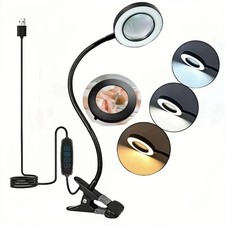 5X Magnifier Glass LED Desk Lamp With Light Stand Clamp Beauty Magnifying Lamp.