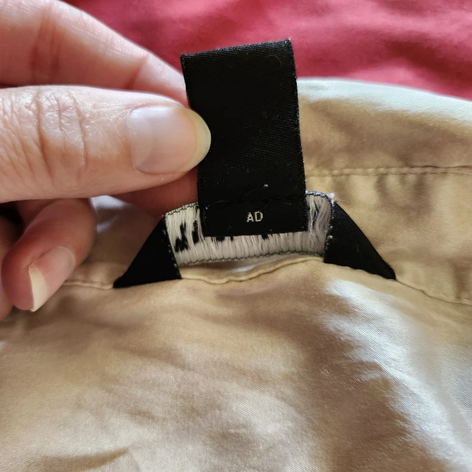 Camisa de Vestir Casa Blanca Mercado Negro Mezcla Seda Volantes Abotonada Talla 2 Champagne Foto 4 de 4