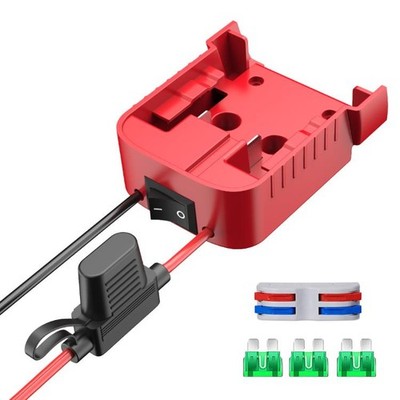Adapter für Milwaukee 18V Lithium Akku mit Kabel, Schalter & Sicherungsstecker