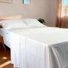 White 100 Viscose Derived from Bamboo Sheet Set King Size, 4 Pieces Cooling ...