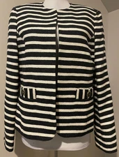 KASPER Womens Navy Blue & White Career Blazer Jacket Shirt NWOT - Sz 10