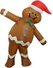 OVIFM Christmas Inflatable Costume Adult,Gingerbread Man Costume,Blow Up Xmas Ch