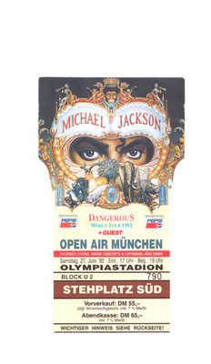 Michael Jackson Dangerous World Tour 1992 München Konzertkarte