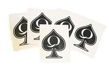 5pc Large Temporary Tattoo Queen of Spades BBC QoS 5 Sheets, One Bold 3-Inch
