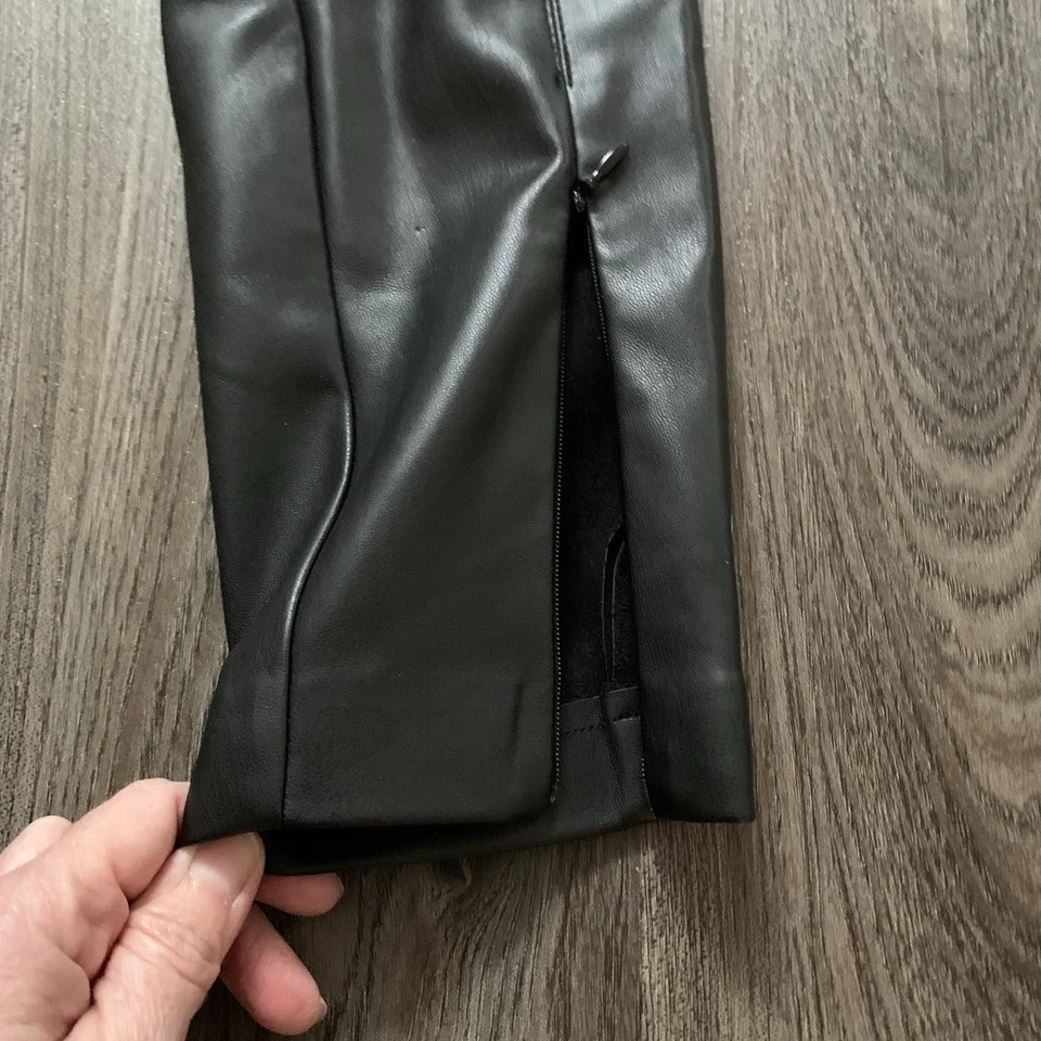 Zara Leggings Faux Leather Black Zippered Hem Ankle Slit Size Medium 28 Inseam - Image 4 of 4