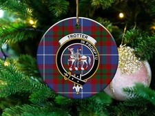 Trotter Clan Scottish Tartan Crest Ceramic Ornament