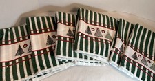 Vtg  Set Of 6 80's Santens Christmas Rock N Tree Bath Hand Towels NWT Red Green