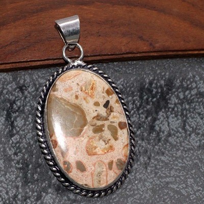 Asteroid Jasper 925 Silver Plated Handmade Pendant 2'' Stylish Jewelry JW