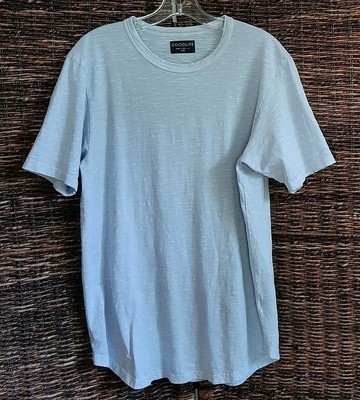 Goodlife Tee Shirt Mens Large Blue Crew Neck Scallop Curve Hem USA Quiet Luxury