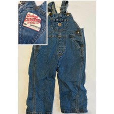 Mono con tirantes de mezclilla Carhartt para niños pequeños 12 meses tela maestra azul sanforizado Jean