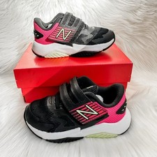 New With Box New Balance Size 6 Baby Toddler Rave Running Shoes Black Pink Lime