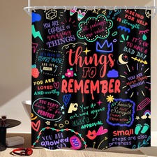 Shower Curtain 60Wx72H Colorful Funny Inspirational Quotes Teens Shower Curta...