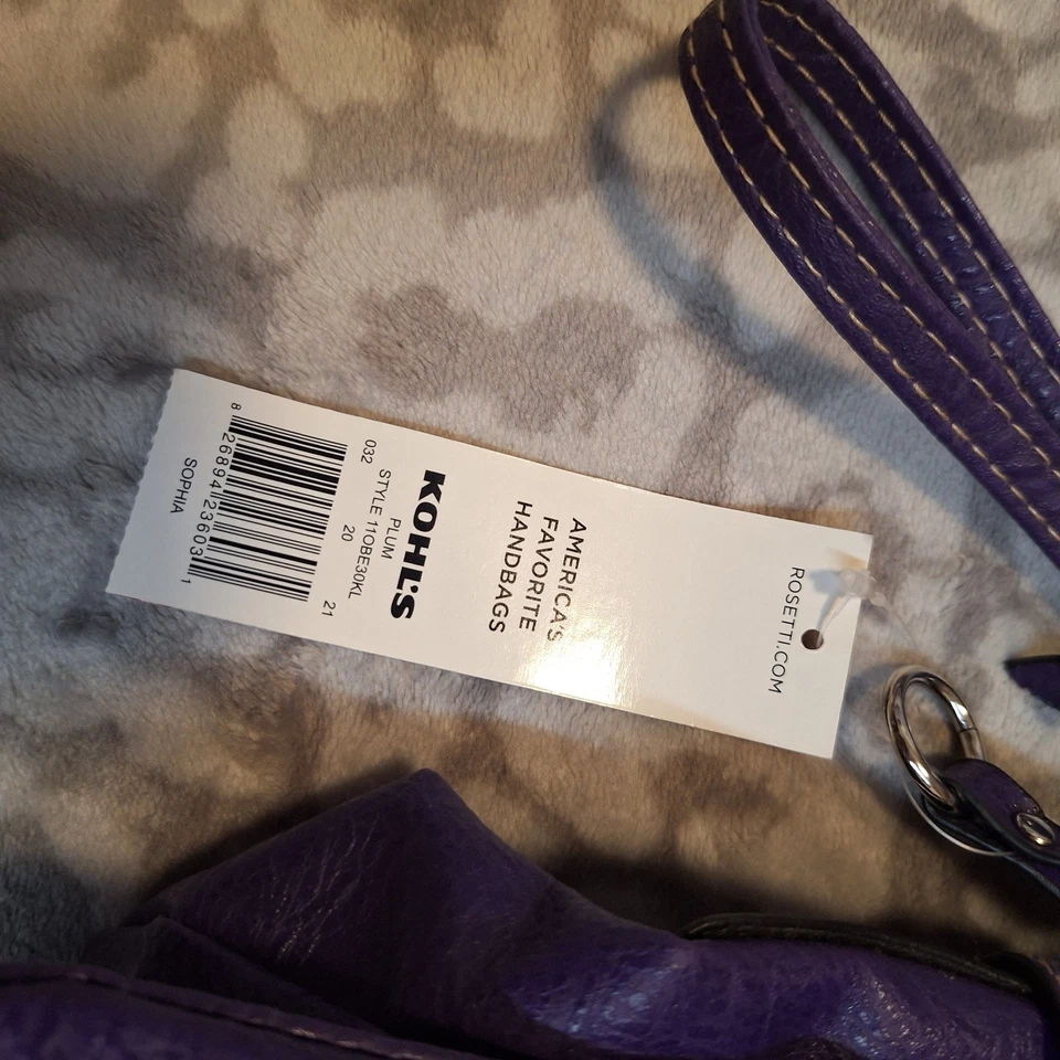 Bolsa de ombro Rosetti tiracolo roxa couro sintético bolsa feminina com vários bolsos nova com etiquetas - Imagem 4 de 4