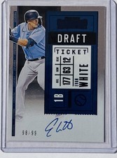 Evan White 2020 Contenders #PT-EW Prospect Ticket Blue Auto RC #'d/99 Seattle
