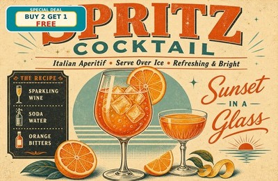 Aperol Spritz Cocktail Metal Tin Sign Retro Alcohol Pub Bar Wall Plaque