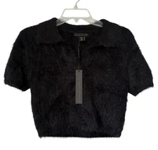 House of Harlow 1960 Fuzzy Knit  Sweater Size Small NWT Black