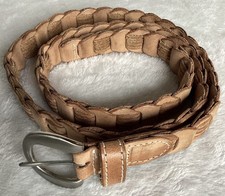 Genuine Premium Leather Belt Brown W Brass Buckle Ladies L/XL Adjustable