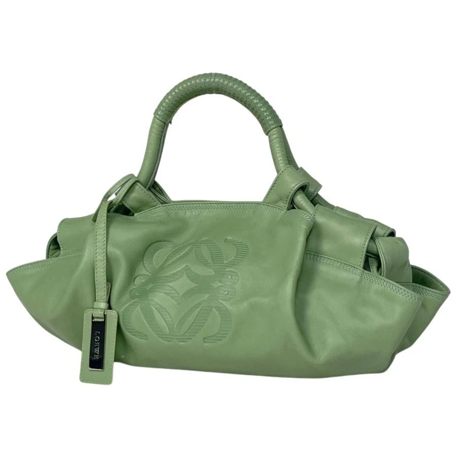 Loewe — Loewe Nappa Ire Anagram Leather Green Handbag #BS2611