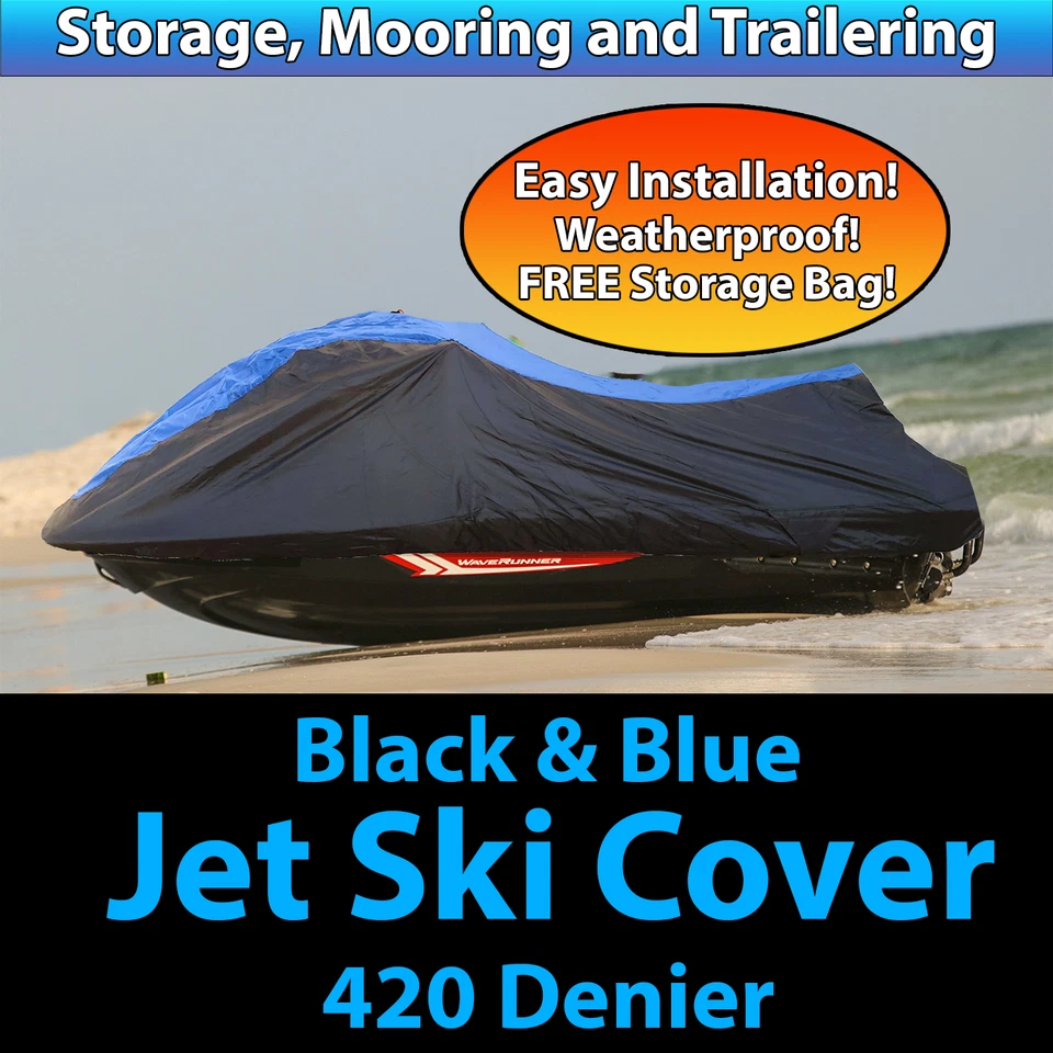 Sea Doo Seadoo Bombardier GT GTS GTX GTI Jet Ski Trailer PWC Cover - BK/Azul - Imagem 4 de 4