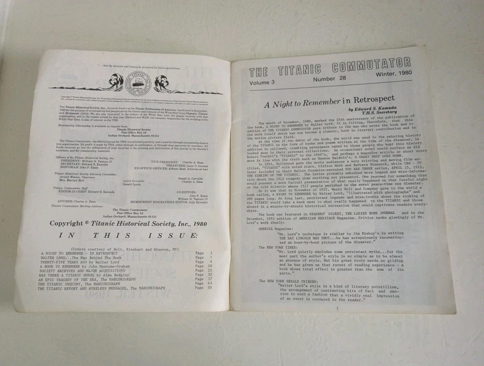 The Titanic Commutator Historical Society Winter 1980 Magazine Rare - Image 3 of 4