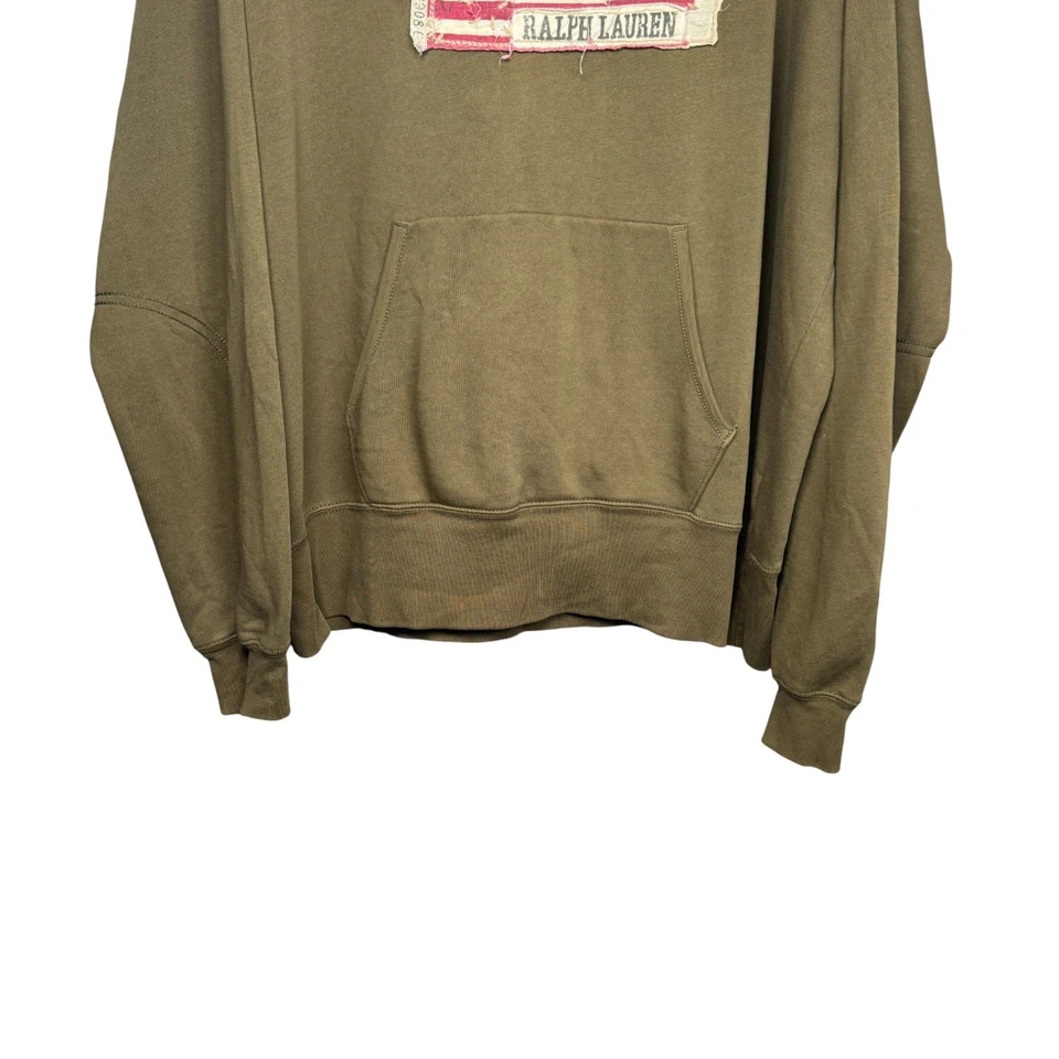 Sudadera con Capucha Gráfica Bandera Verde Oliva Denim & Supply De Colección Ralph Lauren XXL Para Hombres Y2K Años 90 Foto 4 de 4
