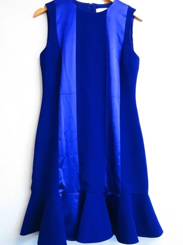 Victoria Victoria Beckham Midi Dress - Royal Blue Flared Hem Sleeveless Size 10