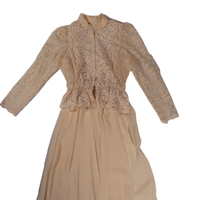 VTG Samax Ivory Lace Bodice Dress Bride Wedding Sz 10 Summer Bridgerton Made USA