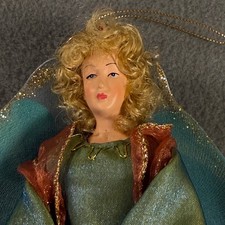 Russ Berrie Judy Lynn Collection Angel Christmas Ornament Green Gold 21322