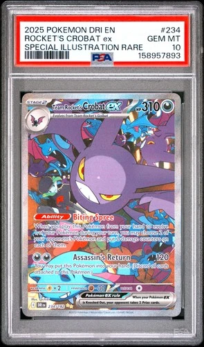 2025 POKEMON DRI EN-DESTINED RIVALS #234 TEAM ROCKET'S CROBAT EX PSA 10