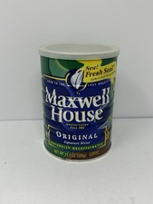 Vintage Maxwell House Coffee Empty Metal Can 13oz Decaf Original Signature Blend