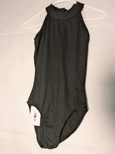 Best For You black dance or gymnastics Leotard Wide Neck, open strapped back S