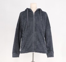 MARMOT Women's Zip-Up Fleece Hoodie Drawstring Charcoal Gray/Blue Size M