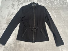 Jones New York Signature Full Zip Tie Front Jacket Women  s Small Black Pockets