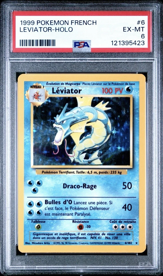 1999 Pokemon FRENCH Unlimited Base Set Léviator-Gyarados Holo 6/102 PSA 6 EX-MT