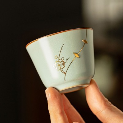 Tianqing Ru Kiln Gongfu Tea Cup High-End Ceramic Chinese Zen Style