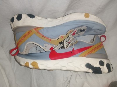 Men s Nike React Element 55 Pure Platinum Club Gold Red Size 10.5