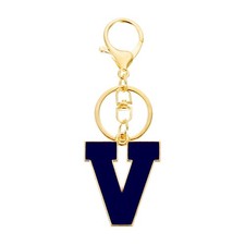 Initial Letter Keychain, Alphabet Letter A-Z Keyring, Blue V 