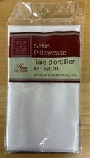 WHITE Satin Pillowcase Home Collection 20x30" Silky Colorfast Lot 2 BH17