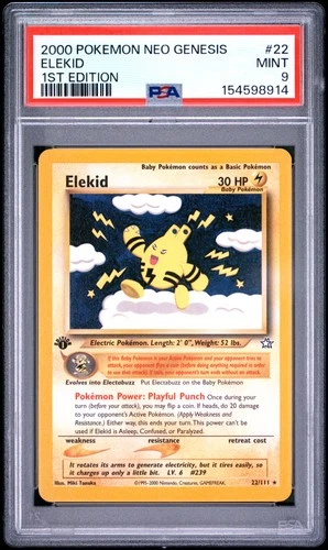2000 POKEMON NEO GENESIS 1ST EDITION #22 ELEKID PSA 9