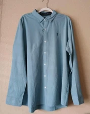 William Murray Shirt Mens XL Blue Button Down Ventilated Golf Performance Casual