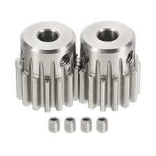 2Pcs 1 Mod 15T Spur Gear, 5mm Bore 304 Stainless Steel RC Car Pinion Gear 14mm 