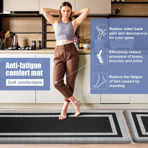 Kitchen Mats 2 PCS, Cushioned Anti Fatigue Kitchen Mat for Floor, Non Slip,,,, - Picture 3 of 12
