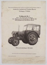 Prüfbericht 1 Mehrzweck Radschlepper RS 04/30 VEB Traktor 1956 Landtechnik